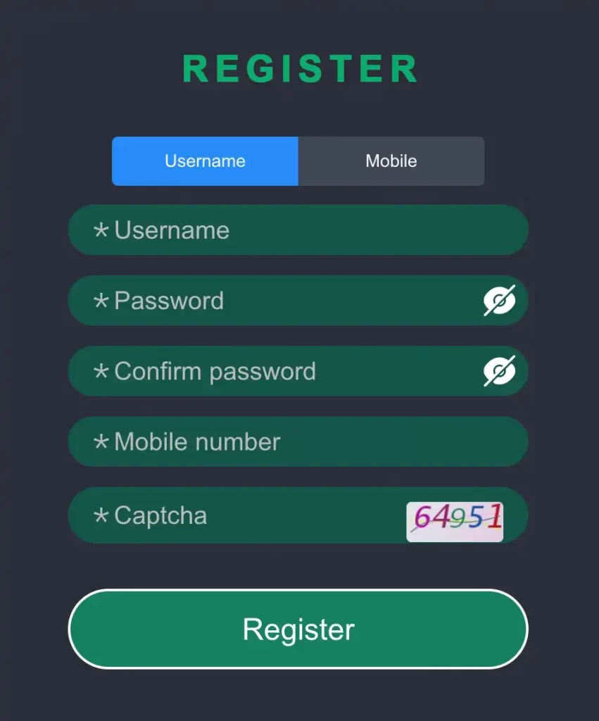 JLPH registration page showing login, register, app download, and online casino access